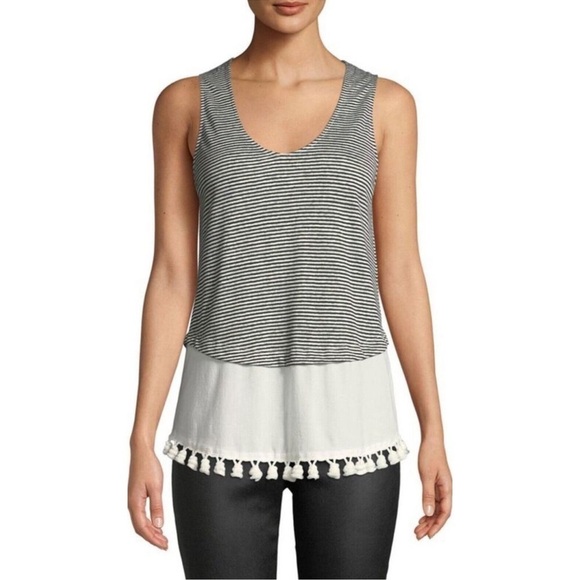 DEREK LAM 10 CROSBY Linen Blend Pom-Pom Tank - Picture 1 of 1